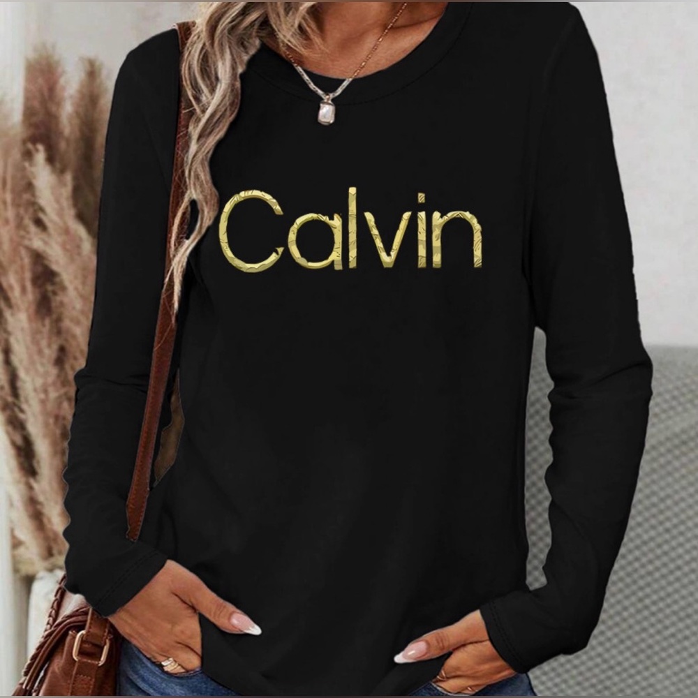 Calvin Klein Black and Gold Long Sleeve Tee